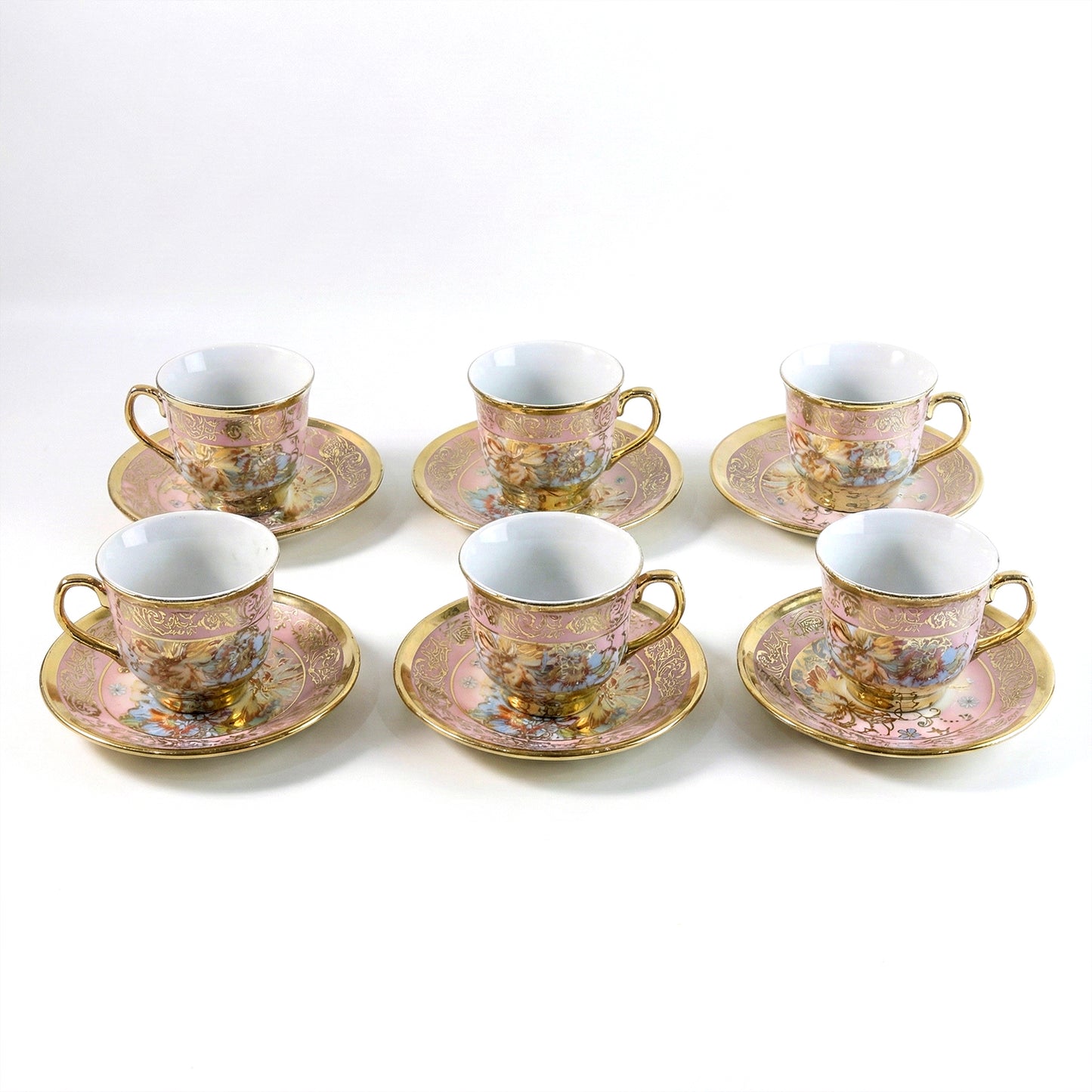 Premium Floral Porcelain Tea Cup And Saucer Set (12 Pc Set)