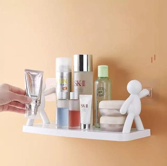 Doll Shape Multipurpose Stand Holder for Bathroom Toilet Kitchen Bedroom,Office Shelf Wall Holder Bathroom Rack Storage Box Strong Magic Sticker Shower Rack Shelf (Multicolor, Pack of 1)