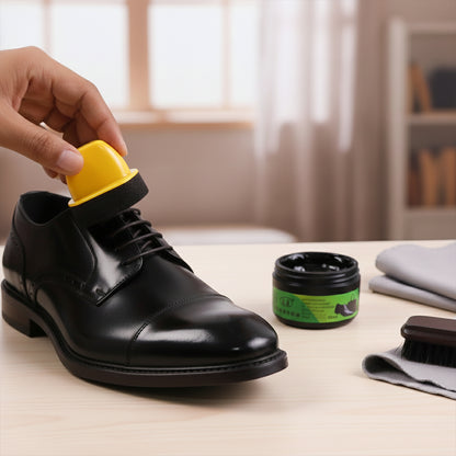 Black Shoe Polish Cream With Built-in Sponge Applicator (60 Ml Approx)