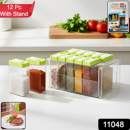 Classic Transparent Spice Rack With Stand  12 Piece