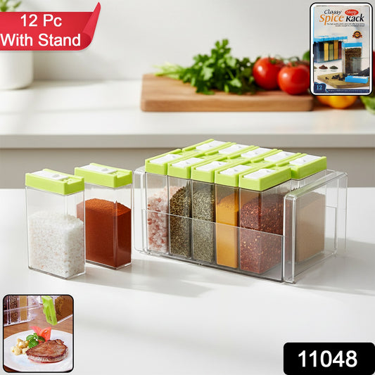 Classic Transparent Spice Rack With Stand  12 Piece