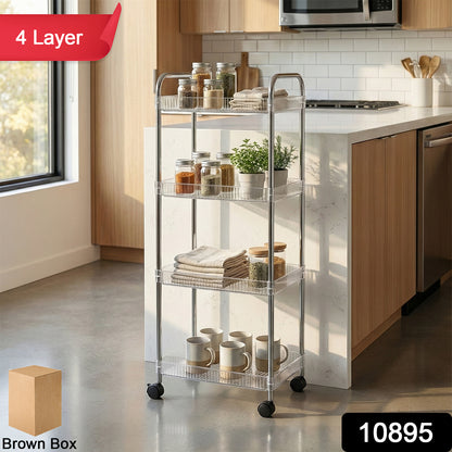 4 Layer Multipurpose Storage Trolley With Wheels