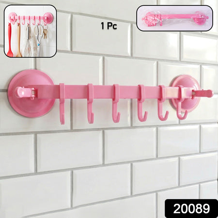 Multipurpose Wall-mounted Plastic Hanging Rack (6 Hook 1 Pc)