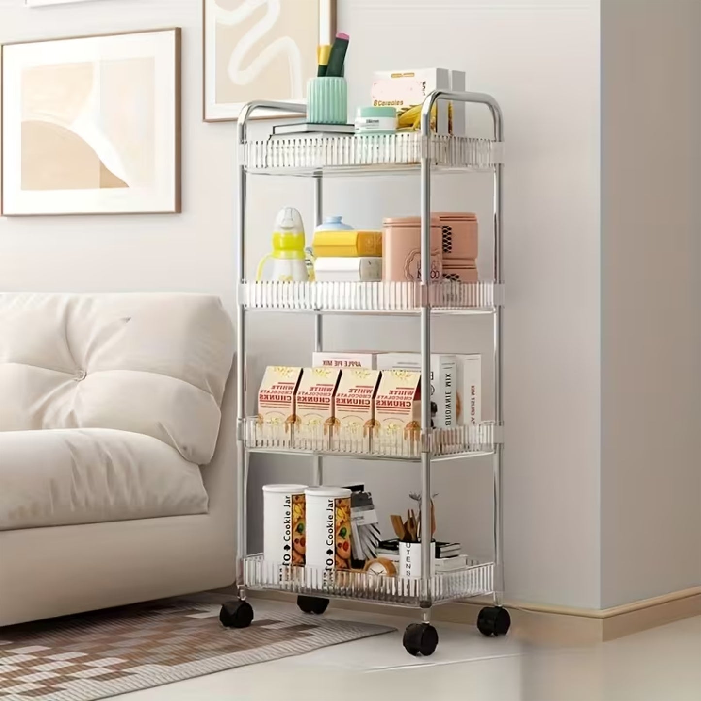 4 Layer Multipurpose Storage Trolley With Wheels