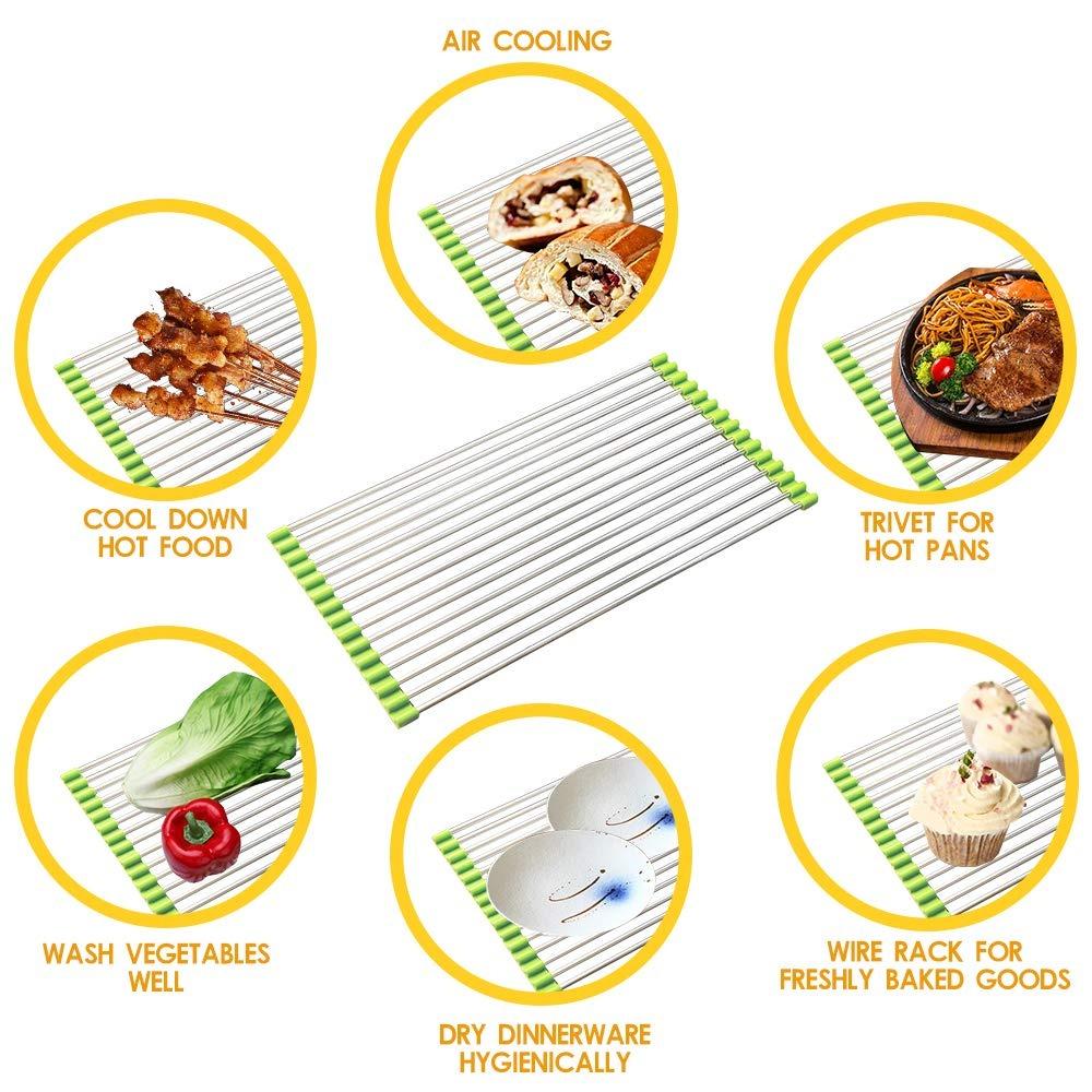 2064 Foldable Drain Rack Kitchen Sink Roll Up Dish Drying Rack Portable Dish Rack