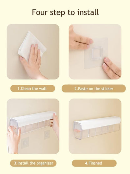 Wall-Mount 6-Cell Drawer Organizer (Single Piece) – Acrylic Storage Divider for Socks, Lingerie, Ties, Cables & Spices