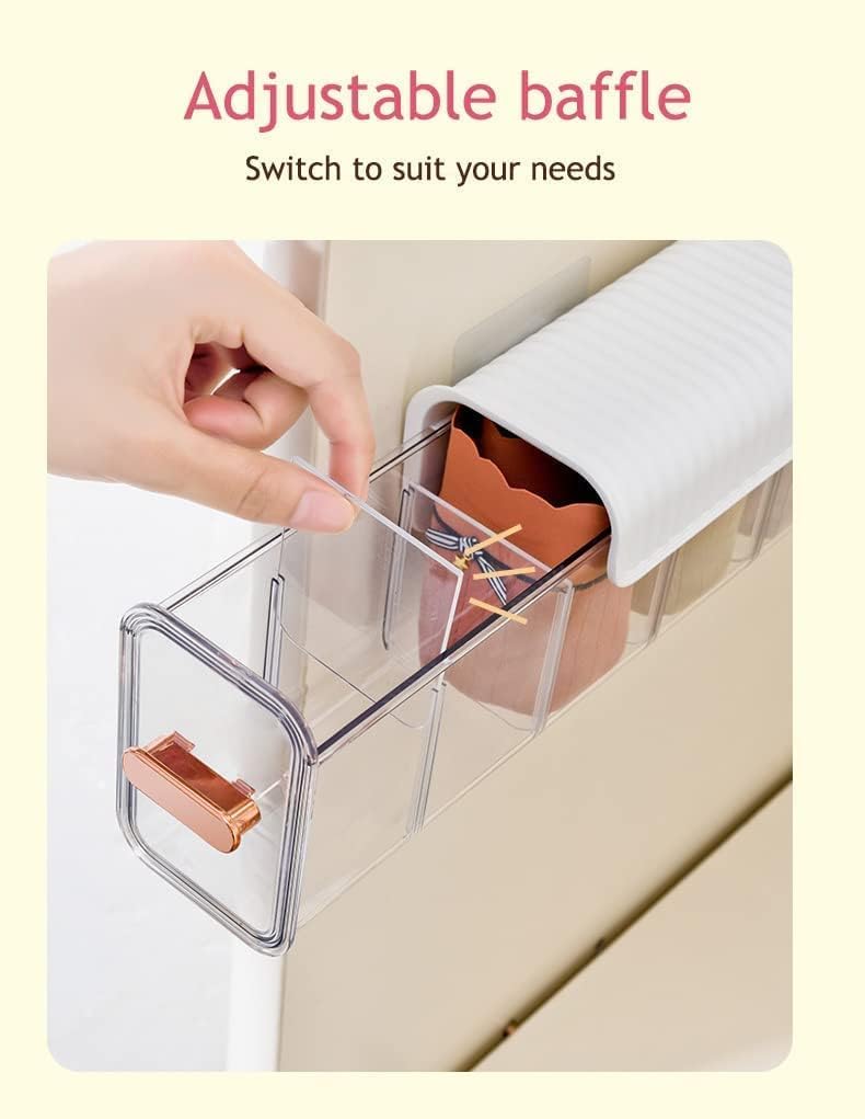 Wall-Mount 6-Cell Drawer Organizer (Single Piece) – Acrylic Storage Divider for Socks, Lingerie, Ties, Cables & Spices