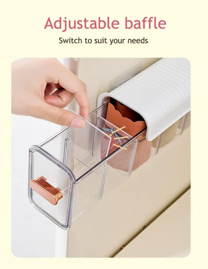 Wall-Mount 6-Cell Drawer Organizer (Single Piece) – Acrylic Storage Divider for Socks, Lingerie, Ties, Cables & Spices