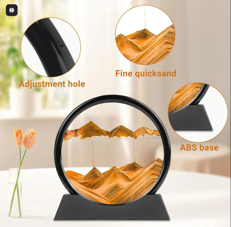 3D Moving Sand Art Frame – Relaxing Sandscape Decor (7 Inch)