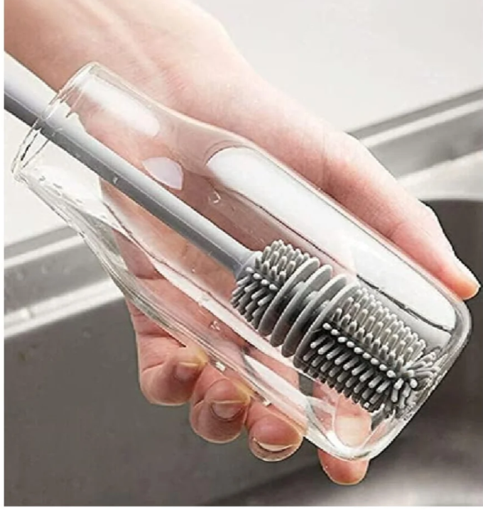 Silicone Baby Bottle Cleaning Brush – Long Handle, Scratch-Free &amp; Hygienic