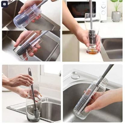 Silicone Baby Bottle Cleaning Brush – Long Handle, Scratch-Free &amp; Hygienic