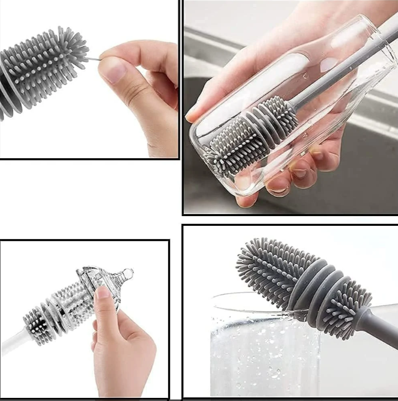 Silicone Baby Bottle Cleaning Brush – Long Handle, Scratch-Free &amp; Hygienic