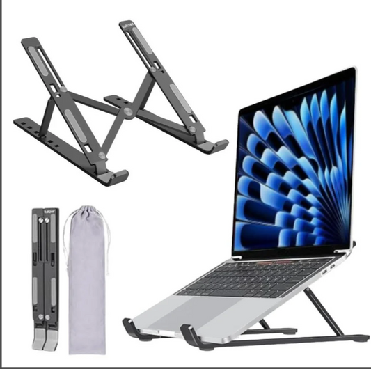 Adjustable Aluminium Laptop Stand – Foldable, Ergonomic &amp; Portable (Up to 17”)