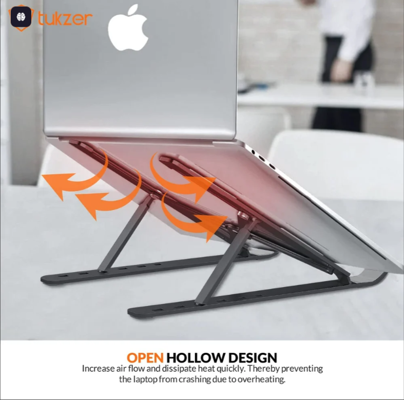 Adjustable Aluminium Laptop Stand – Foldable, Ergonomic &amp; Portable (Up to 17”)