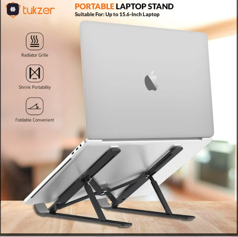 Adjustable Aluminium Laptop Stand – Foldable, Ergonomic &amp; Portable (Up to 17”)