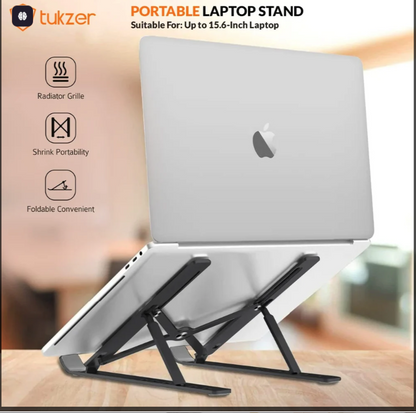 Adjustable Aluminium Laptop Stand – Foldable, Ergonomic &amp; Portable (Up to 17”)