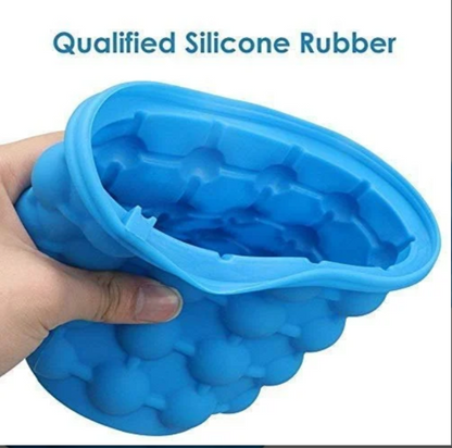 2-in-1 Silicone Ice Cube Maker &amp; Bucket – 32 Round Ice Cubes
