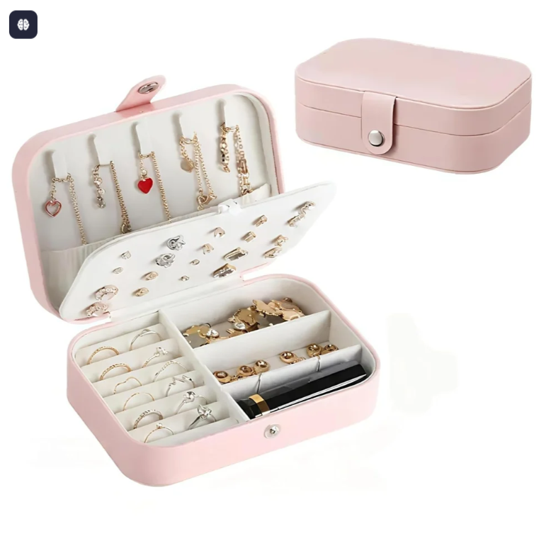 Mini Jewellery Organizer Pouch – Compact Travel Storage Case (Leather Finish)