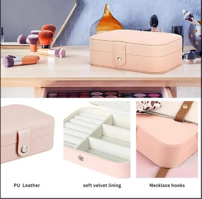 Mini Jewellery Organizer Pouch – Compact Travel Storage Case (Leather Finish)