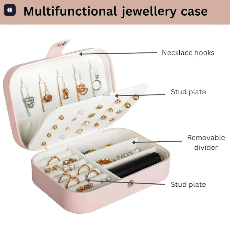 Mini Jewellery Organizer Pouch – Compact Travel Storage Case (Leather Finish)