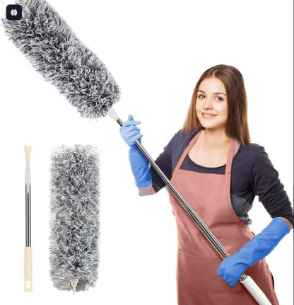 Extendable Microfiber Ceiling Duster – Bendable Head with Long Telescopic Handle