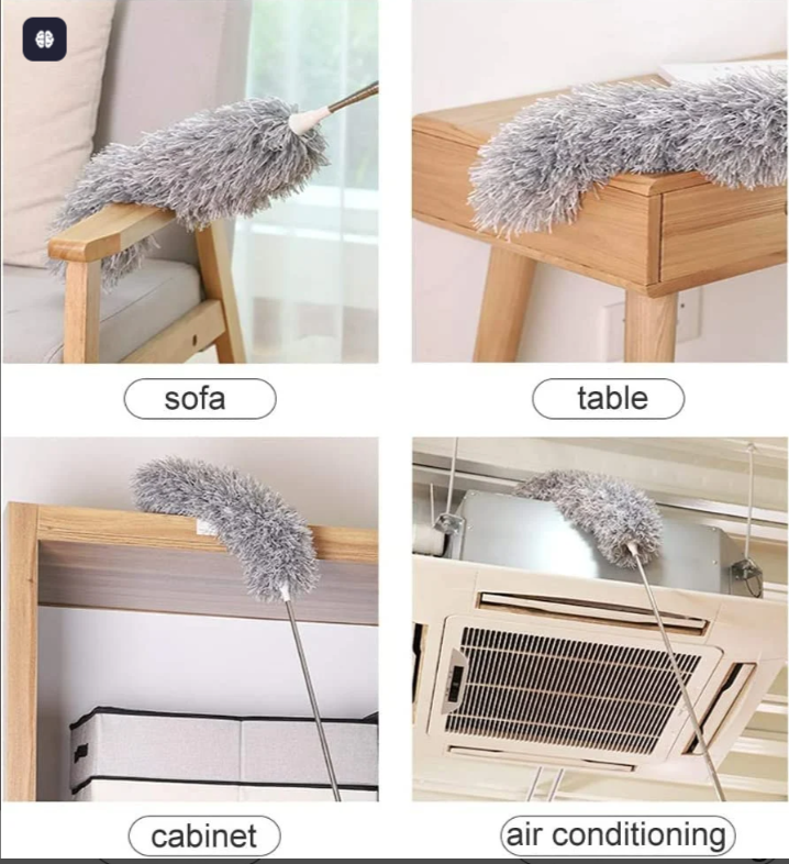 Extendable Microfiber Ceiling Duster – Bendable Head with Long Telescopic Handle