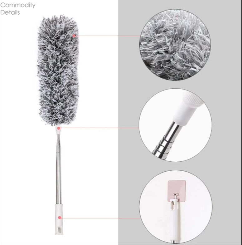 Extendable Microfiber Ceiling Duster – Bendable Head with Long Telescopic Handle