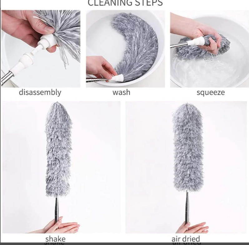 Extendable Microfiber Ceiling Duster – Bendable Head with Long Telescopic Handle