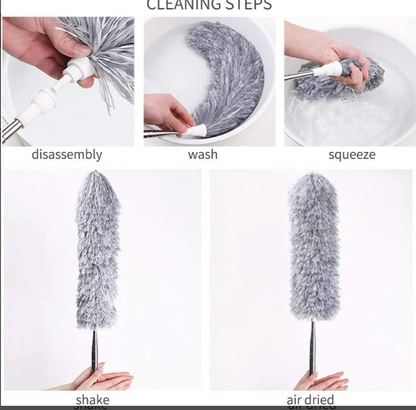 Extendable Microfiber Ceiling Duster – Bendable Head with Long Telescopic Handle