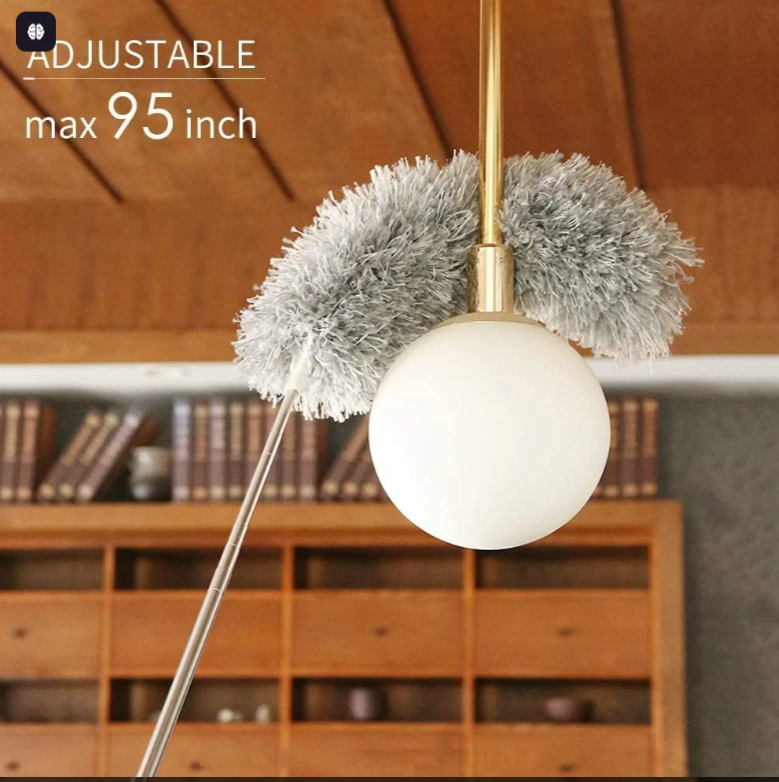 Extendable Microfiber Ceiling Duster – Bendable Head with Long Telescopic Handle