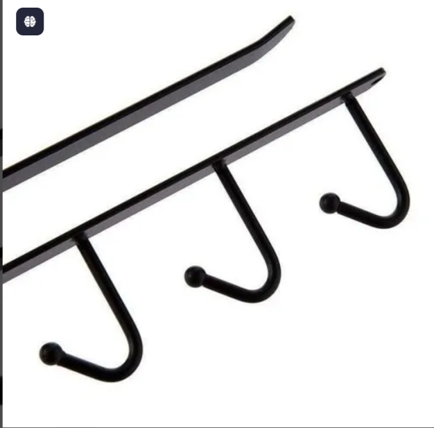 Over Cabinet Multi Hook Rack – Space-Saving Metal Organizer (Black)