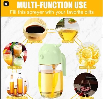 2-in-1 Glass Oil Dispenser – Spray &amp; Pour Bottle (580ml Leakproof Design)