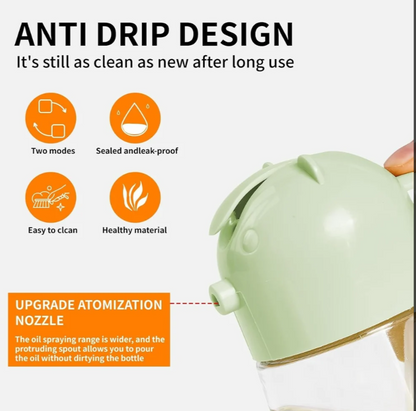 2-in-1 Glass Oil Dispenser – Spray &amp; Pour Bottle (580ml Leakproof Design)