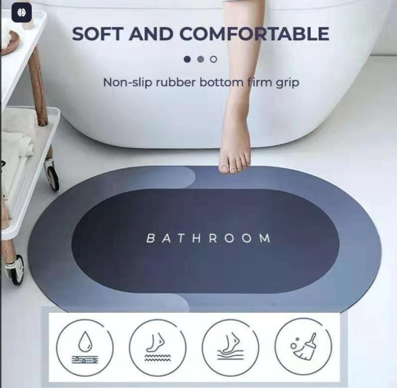 Premium Oval Bathroom Mat – Ultra-Absorbent & Anti-Skid