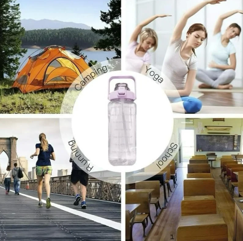 Motivational Water Bottle Set – Leakproof Sipper with Time Marker