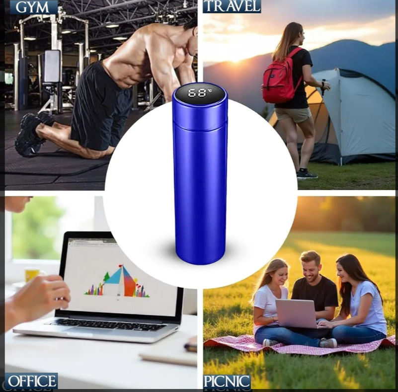 Smart Temperature Display Vacuum Flask – 500 mL Stainless Steel Bottle