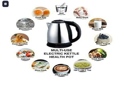 Electric Stainless Steel Kettle – 2L Fast Boil with Temperature Control (1500W)