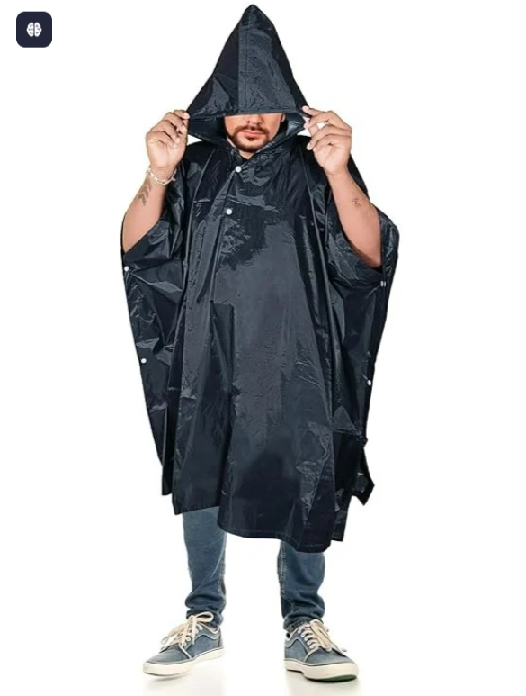 3-in-1 Waterproof Rain Poncho – Lightweight, Packable &amp; Unisex (Free Size)