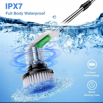 Electric Spin Scrubber with Telescopic Handle – Multi-Surface Cleaning Brush (9 in 1 )