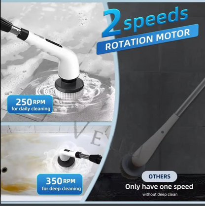 Electric Spin Scrubber with Telescopic Handle – Multi-Surface Cleaning Brush (9 in 1 )