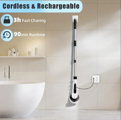 Electric Spin Scrubber with Telescopic Handle – Multi-Surface Cleaning Brush (9 in 1 )