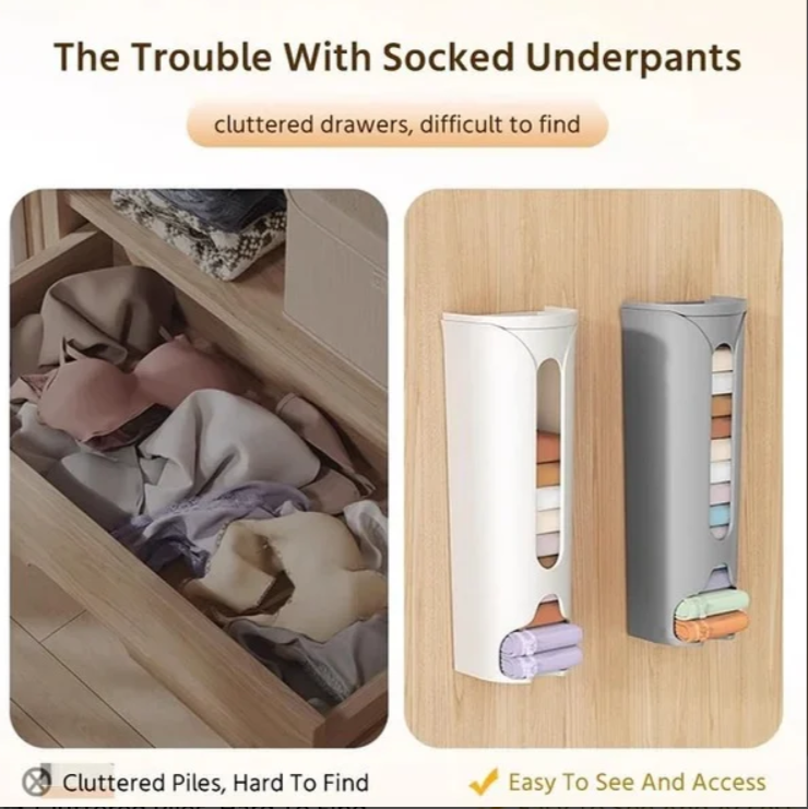 Wall Mounted Socks &amp; Underwear Organizer – Space-Saving Storage Box (4 Compartments)