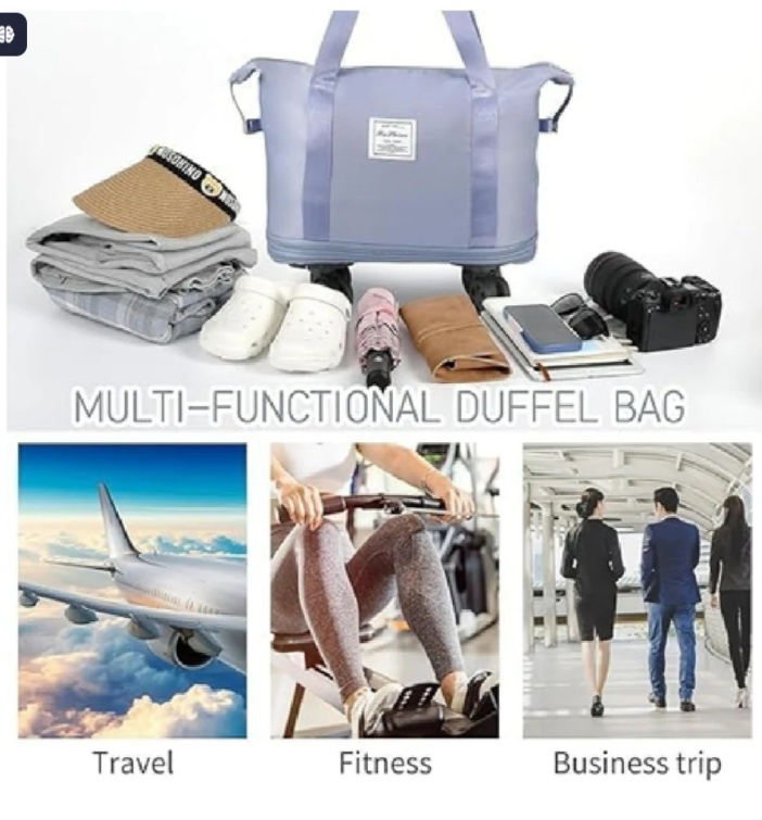 Foldable Trolley Travel Bag with Wheels – Expandable Rolling Duffel (28L–58L)