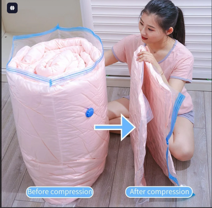 Vacuum Compression Storage Bags – Space Saving Zip Lock Bags with Pump (Set)
