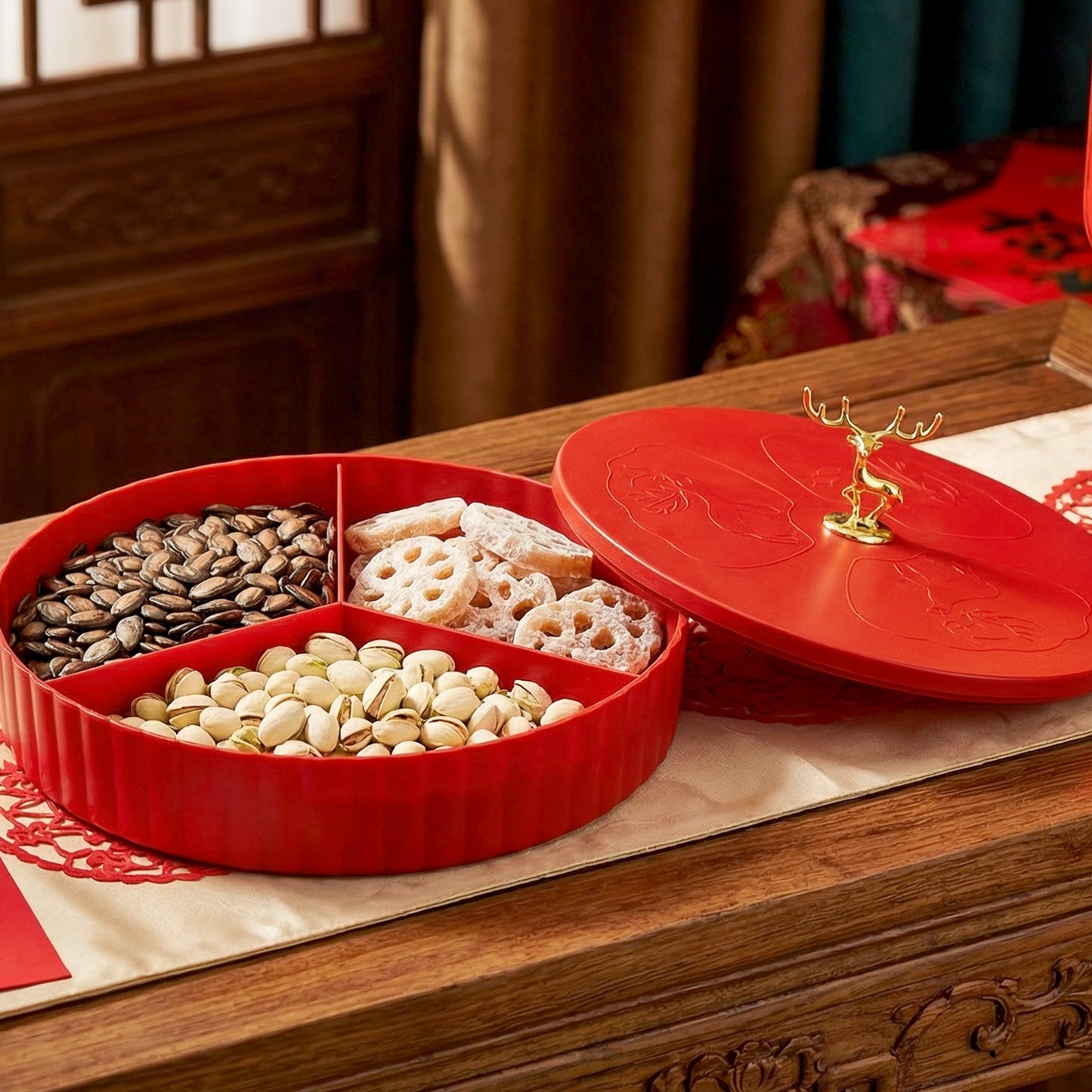 2 Layer Multipurpose Decorative Dry Fruit And Snack Serving Tray (1 Pc)