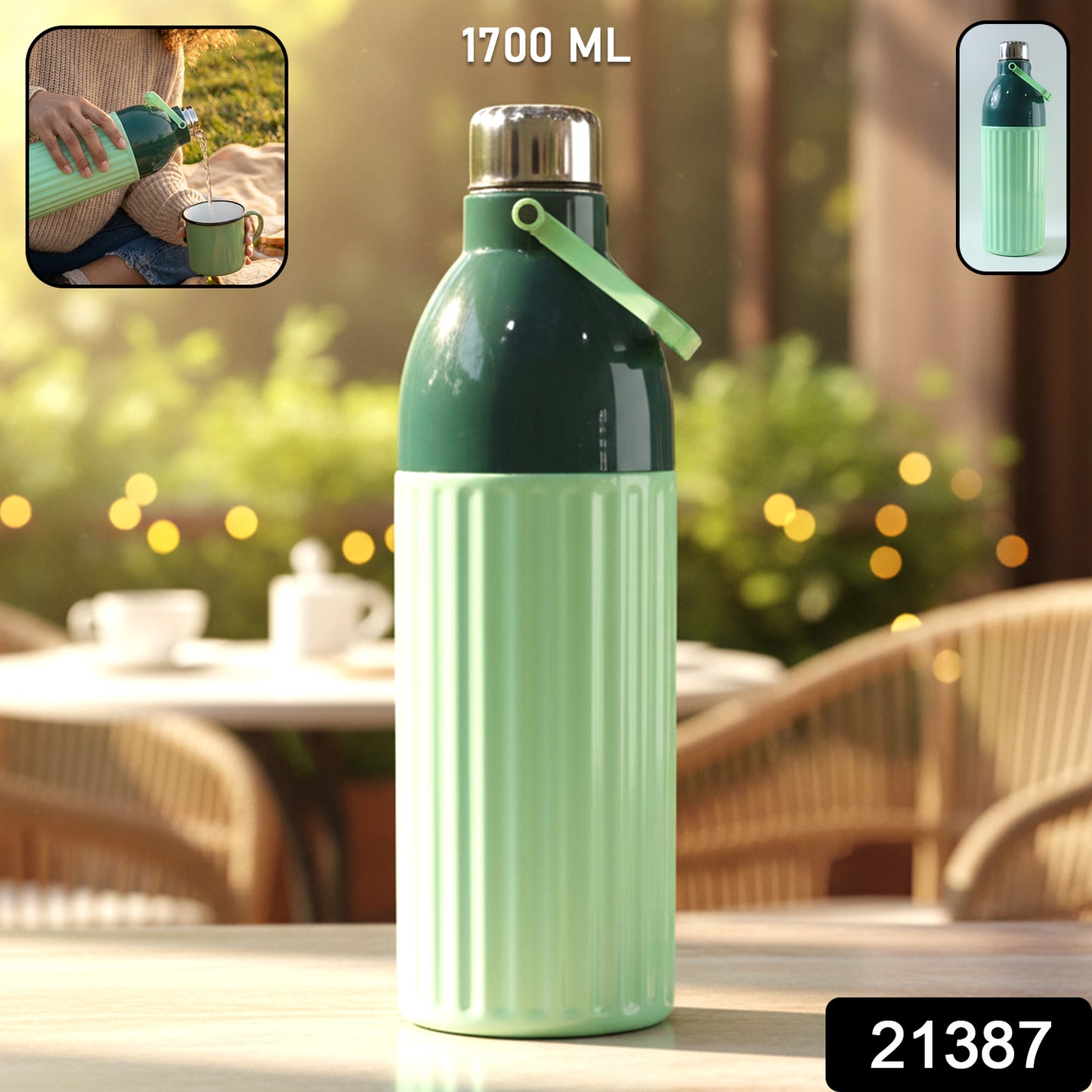 Plastic 1700 Ml Approx Premium Insulated Water Bottle (1 Pc)