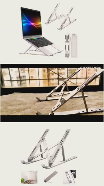 Adjustable Aluminium Laptop Stand – Foldable, Ergonomic &amp; Portable (Up to 17”)
