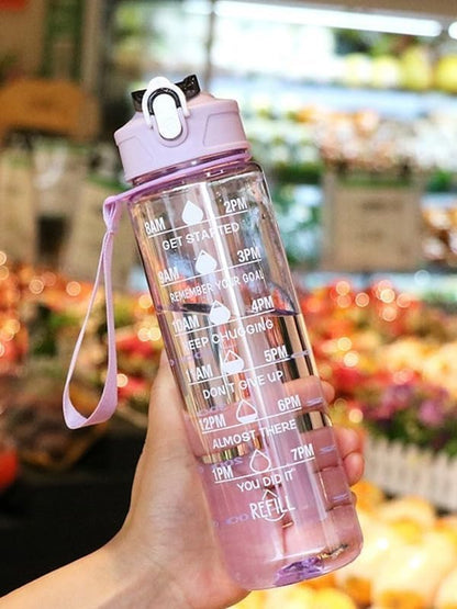 Motivational Water Bottle(900 ml - single piece)  with Time Marker – Leakproof, BPA-Free, Transparent Fitness Bottle**