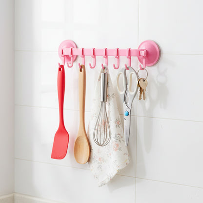 Multipurpose Wall-mounted Plastic Hanging Rack (6 Hook 1 Pc)